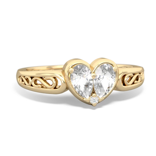 White Topaz filligree Heart Genuine White Topaz ring Ring
