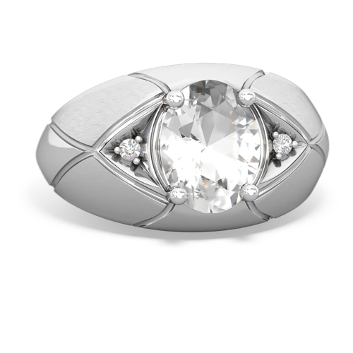 white topaz mens ring