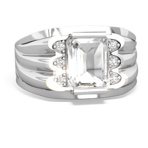 white topaz mens ring