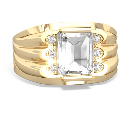 white topaz mens ring