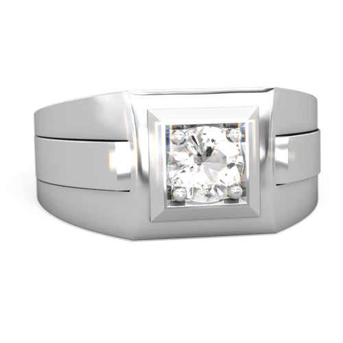 white topaz mens round ring