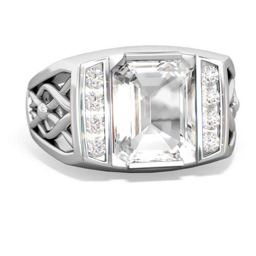 white topaz mens vine ring