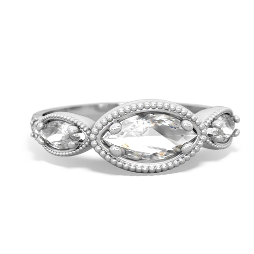 White Topaz Genuine White Topaz with  and  Antique Style Keepsake ring Ring