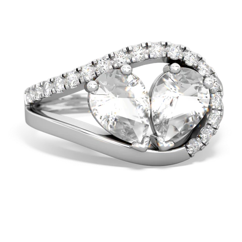 white topaz pave heart ring