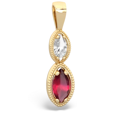 White Topaz Genuine White Topaz with Genuine Ruby Antique-style Halo pendant Pendant