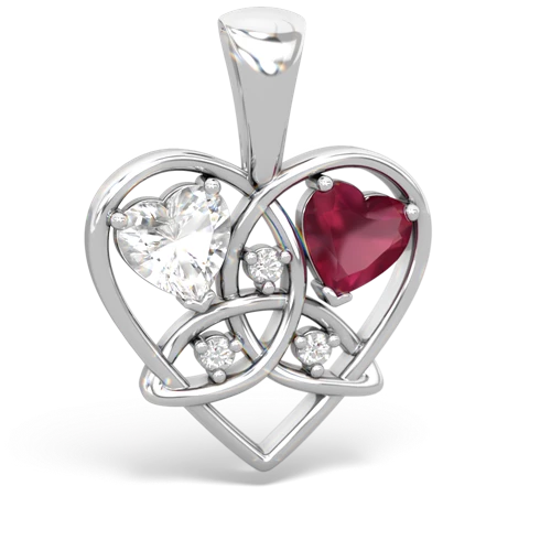 white topaz-ruby celtic heart pendant