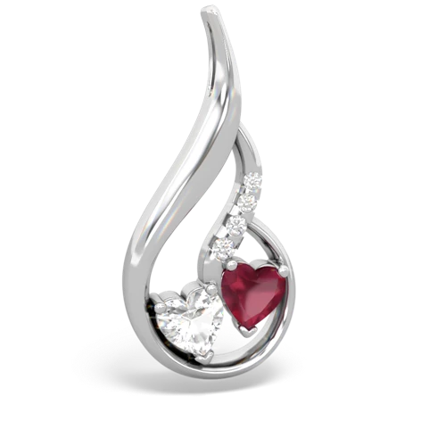 white topaz-ruby keepsake swirl pendant