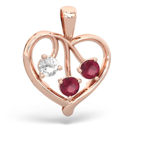 White Topaz Genuine White Topaz with Genuine Ruby and  Glowing Heart pendant Pendant