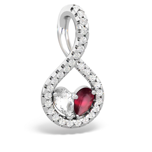 white topaz-ruby pave twist pendant