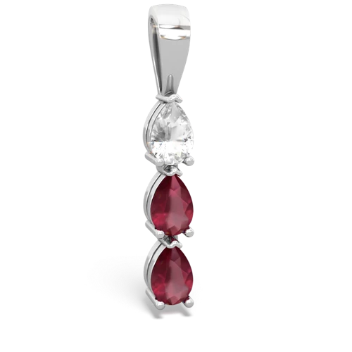 White Topaz Genuine White Topaz with Genuine Ruby and  Three Stone pendant Pendant