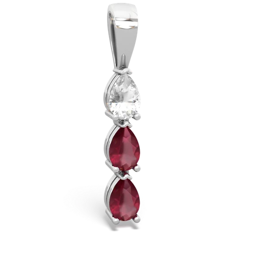 white topaz-ruby three stone pendant