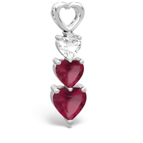 white topaz-ruby three stone pendant