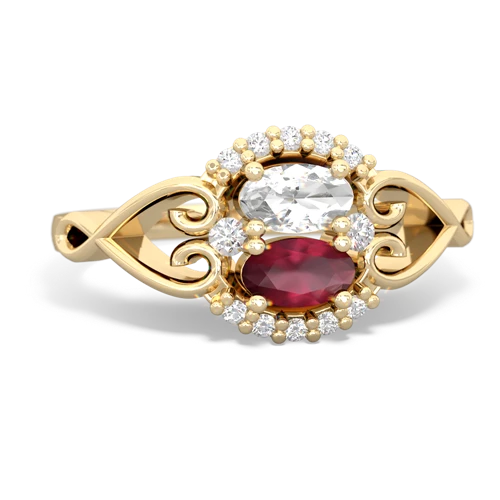 white topaz-ruby antique keepsake ring