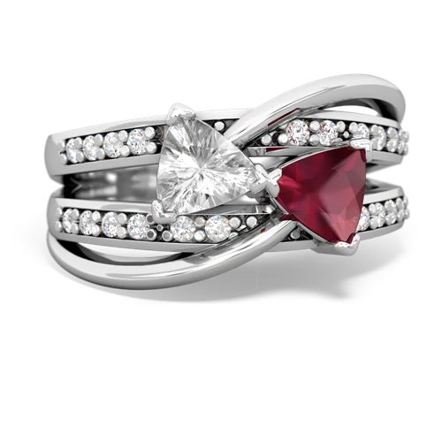 White Topaz Genuine White Topaz with Genuine Ruby Bowtie ring Ring