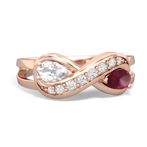 white topaz-ruby diamond infinity ring