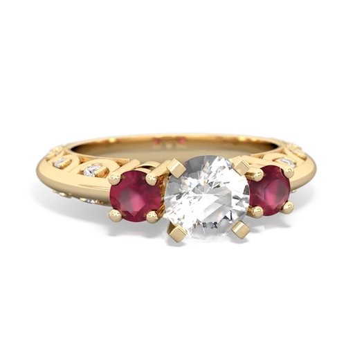 White Topaz Genuine White Topaz with Genuine Ruby Art Deco ring Ring