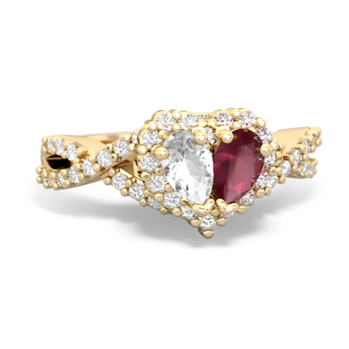 white topaz-ruby engagement ring
