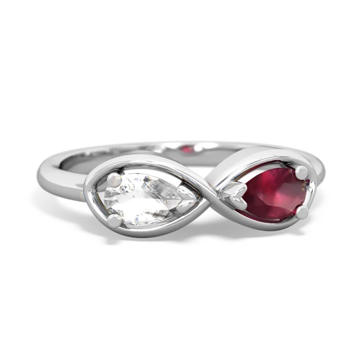 white topaz-ruby infinity ring