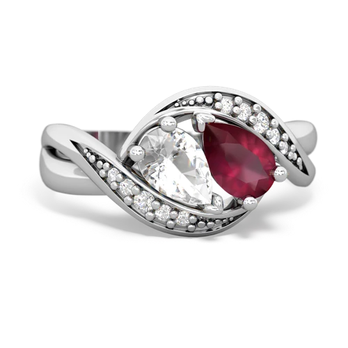 White Topaz Genuine White Topaz with Genuine Ruby Summer Winds ring Ring