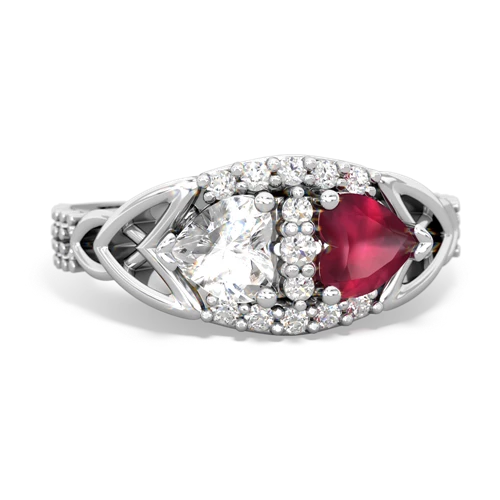 white topaz-ruby keepsake engagement ring