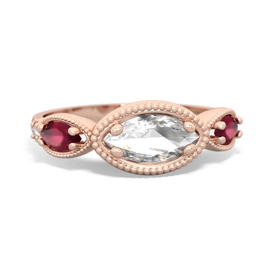 white topaz-ruby milgrain marquise ring