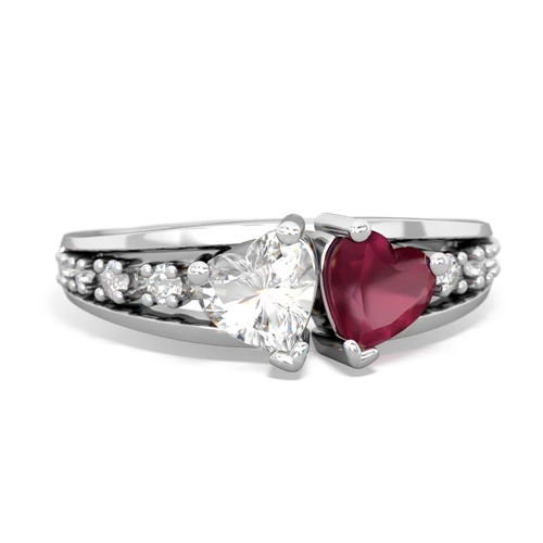 white topaz-ruby modern ring