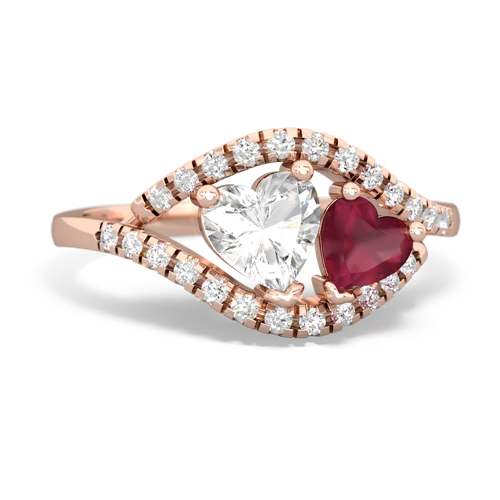 White Topaz Genuine White Topaz with Genuine Ruby Mother and Child ring Ring