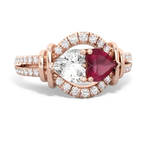 White Topaz Genuine White Topaz with Genuine Ruby Art-Deco Keepsake ring Ring