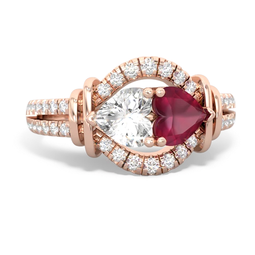 white topaz-ruby pave keepsake ring