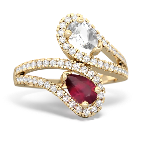 White Topaz Genuine White Topaz with Genuine Ruby Diamond Dazzler ring Ring