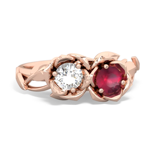 white topaz-ruby roses ring