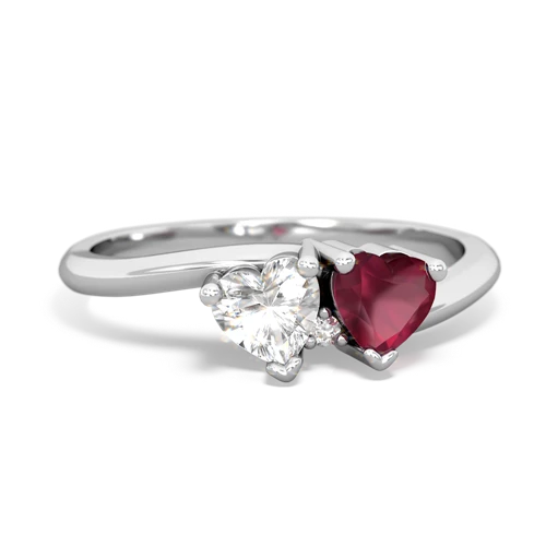 white topaz-ruby sweethearts promise ring