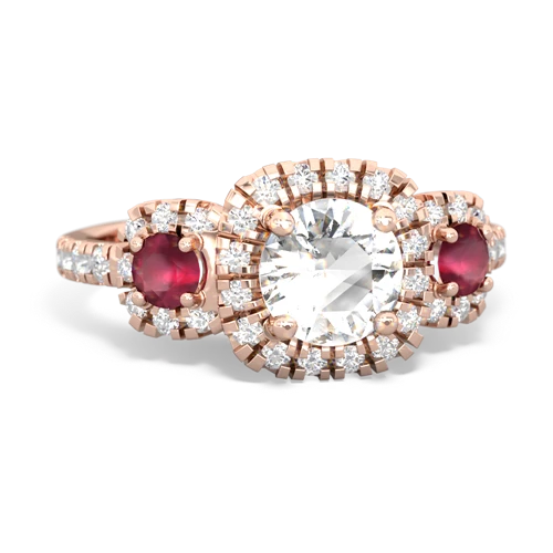 White Topaz Genuine White Topaz with Genuine Ruby and Lab Created Sapphire Regal Halo ring Ring