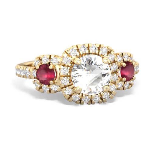 white topaz-ruby three stone regal ring