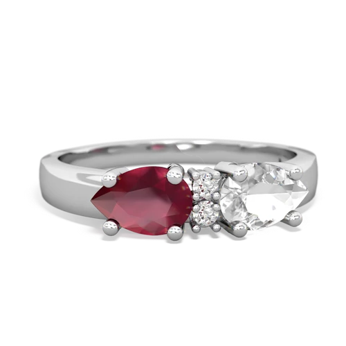 white topaz-ruby timeless ring