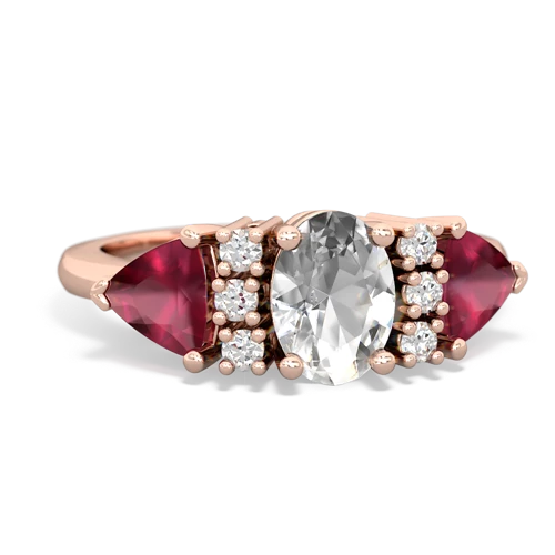 White Topaz Genuine White Topaz with Genuine Ruby and Lab Created Sapphire Antique Style Three Stone ring Ring