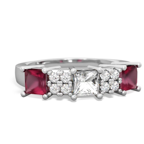 white topaz-ruby timeless ring