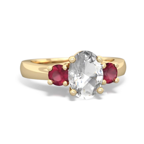 White Topaz Genuine White Topaz with Genuine Ruby Three Stone Trellis ring Ring