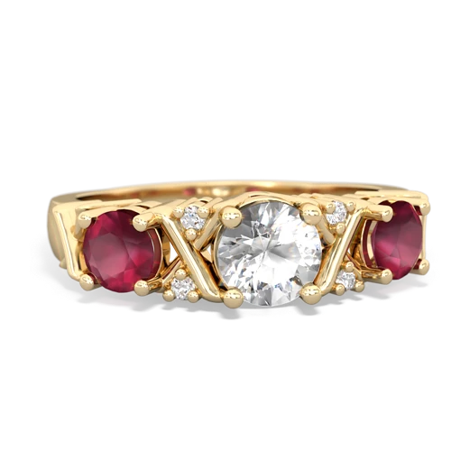 White Topaz Genuine White Topaz with Genuine Ruby and Genuine Opal Hugs and Kisses ring Ring