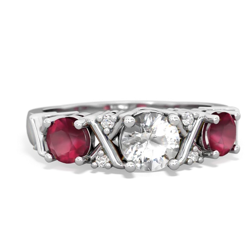 white topaz-ruby timeless ring