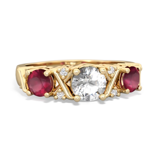 white topaz-ruby timeless ring