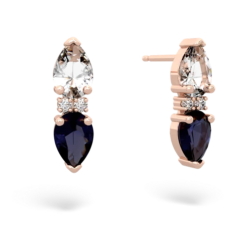 white topaz-sapphire bowtie earrings