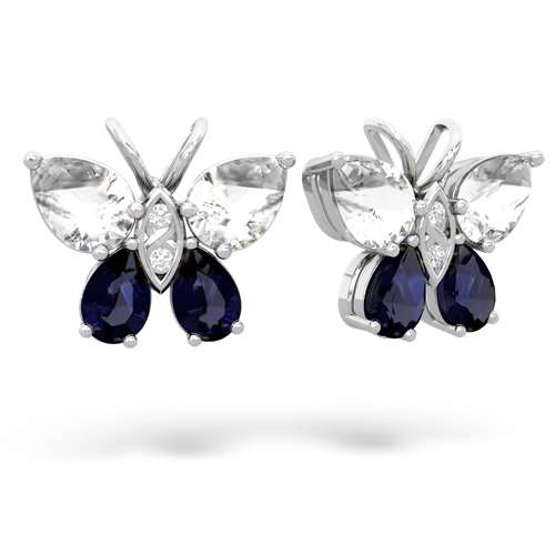 white topaz-sapphire butterfly earrings