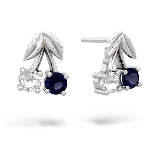 white topaz-sapphire cherries earrings