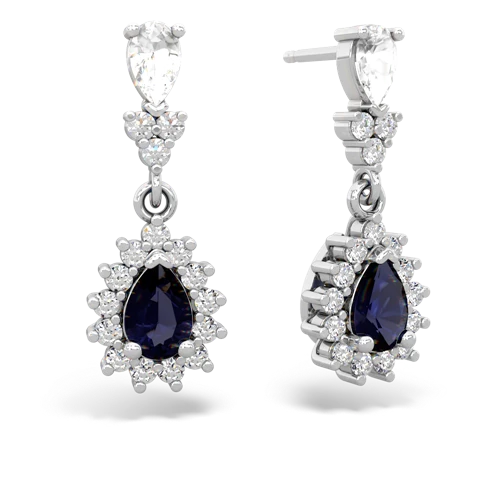 white topaz-sapphire dangle earrings