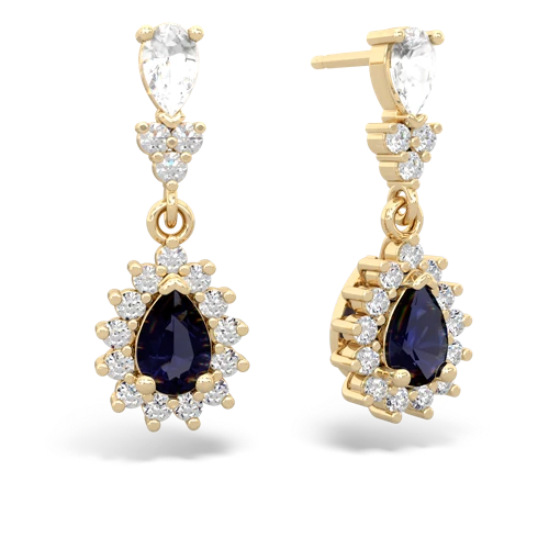 white topaz-sapphire dangle earrings