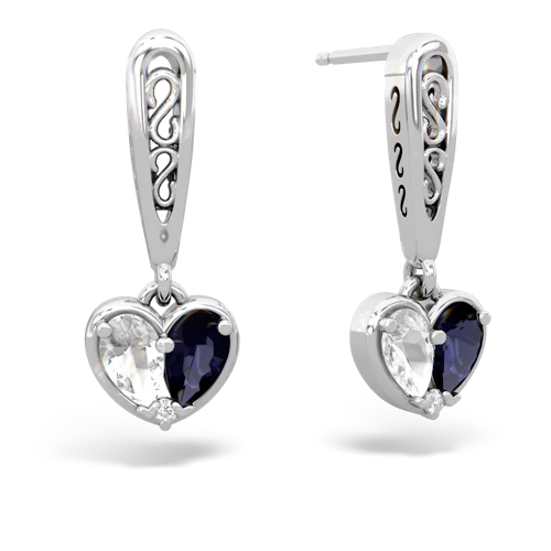 white topaz-sapphire filligree earrings