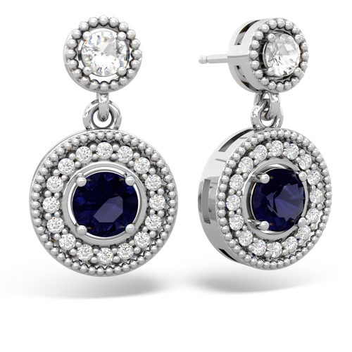 white topaz-sapphire halo earrings