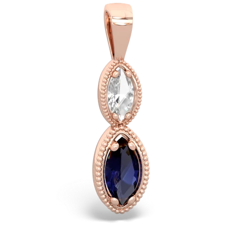 white topaz-sapphire antique milgrain pendant