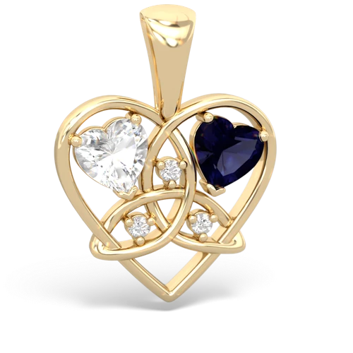 white topaz-sapphire celtic heart pendant